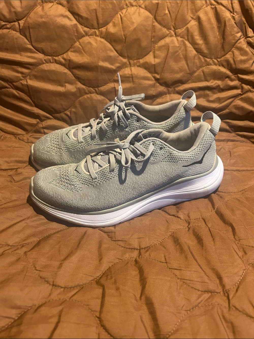 Hoka Women's Pale Gray Knit Sneakers with White Midsole